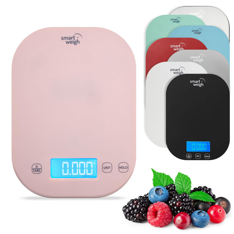 Smart Weigh pink digital scale front view for precise recipe measurements
