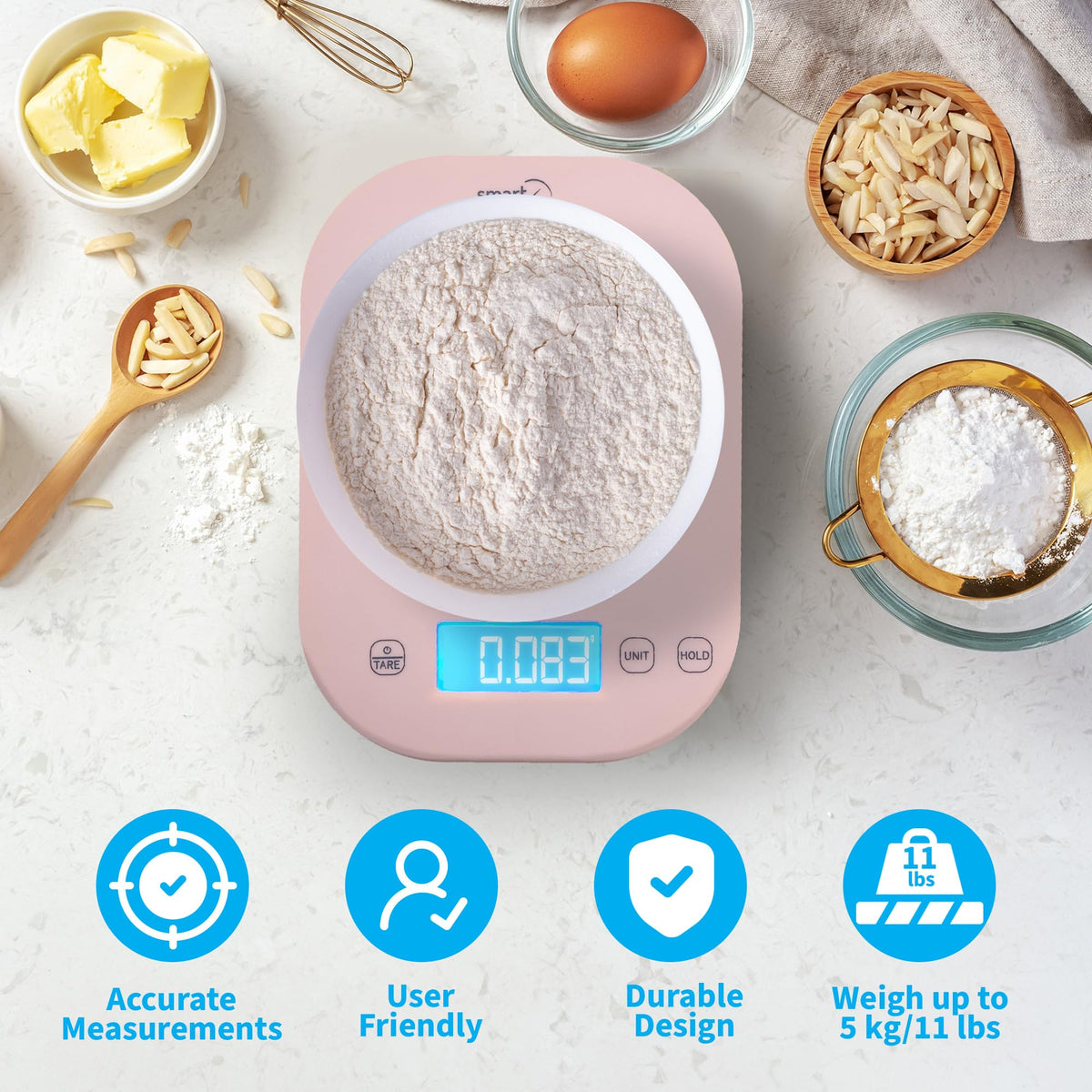 Smart Weigh pink scale stored easily in a drawer or cabinet