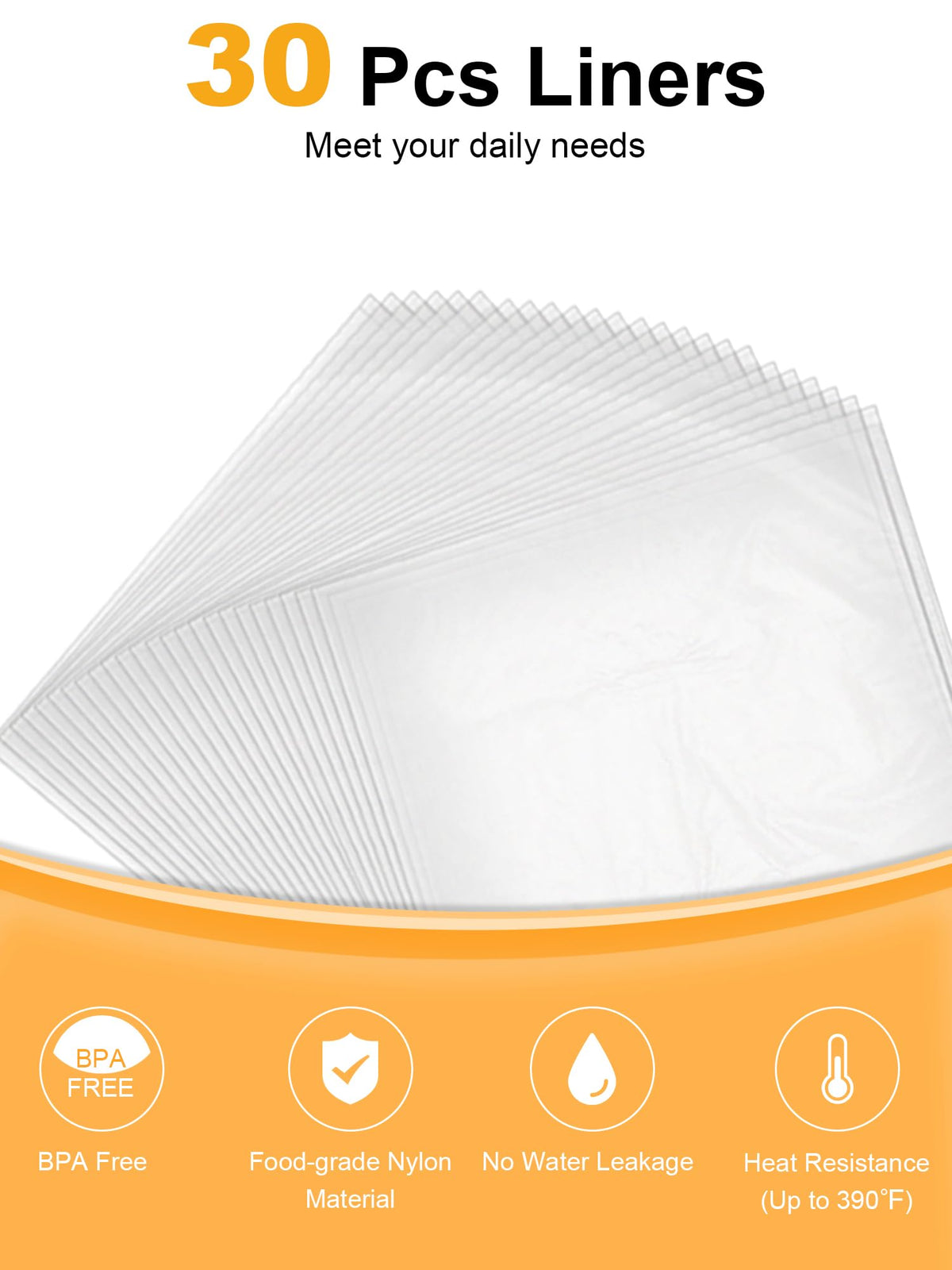 SMARTAKE BPA-free liner close-up, heat resistant up to 390°F for safe cooking.