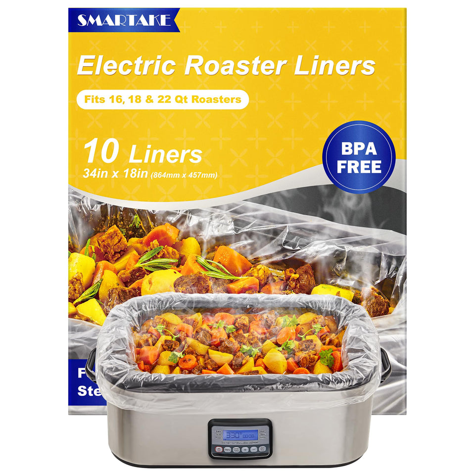 SMARTAKE electric roaster liners 18x34 pack fits 16/18/22-quart roasters for easy cleanup