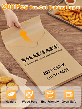 SMARTAKE flat-pack parchment sheets arrive flat for quick use.