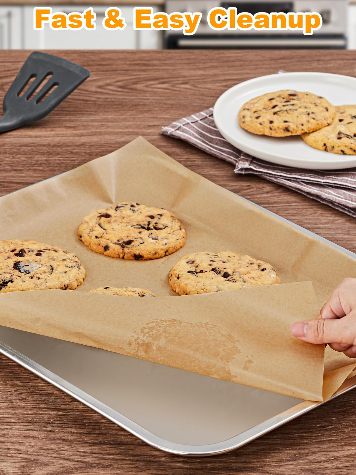 SMARTAKE flat sheets prevent curling, keeping 13x18-inch trays neat.