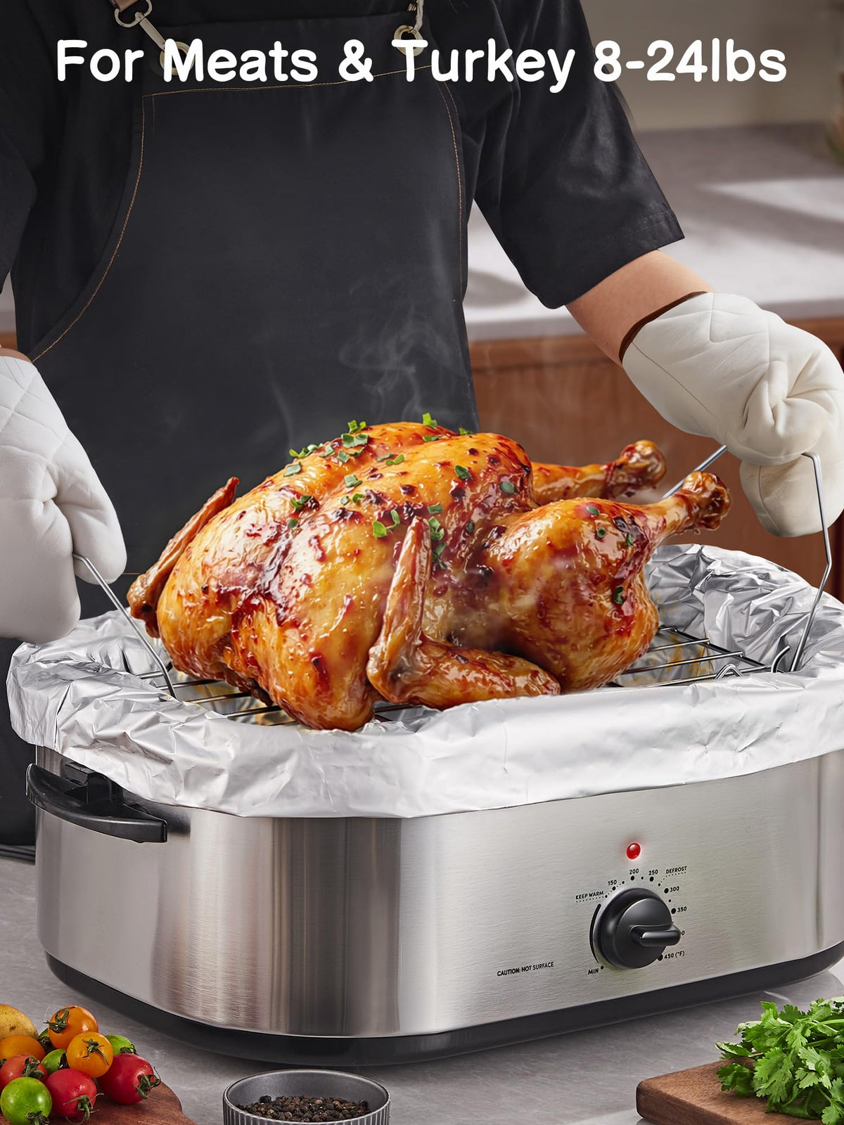 SMARTAKE liners for 18-qt roasters promote easy cleanup after cooking.