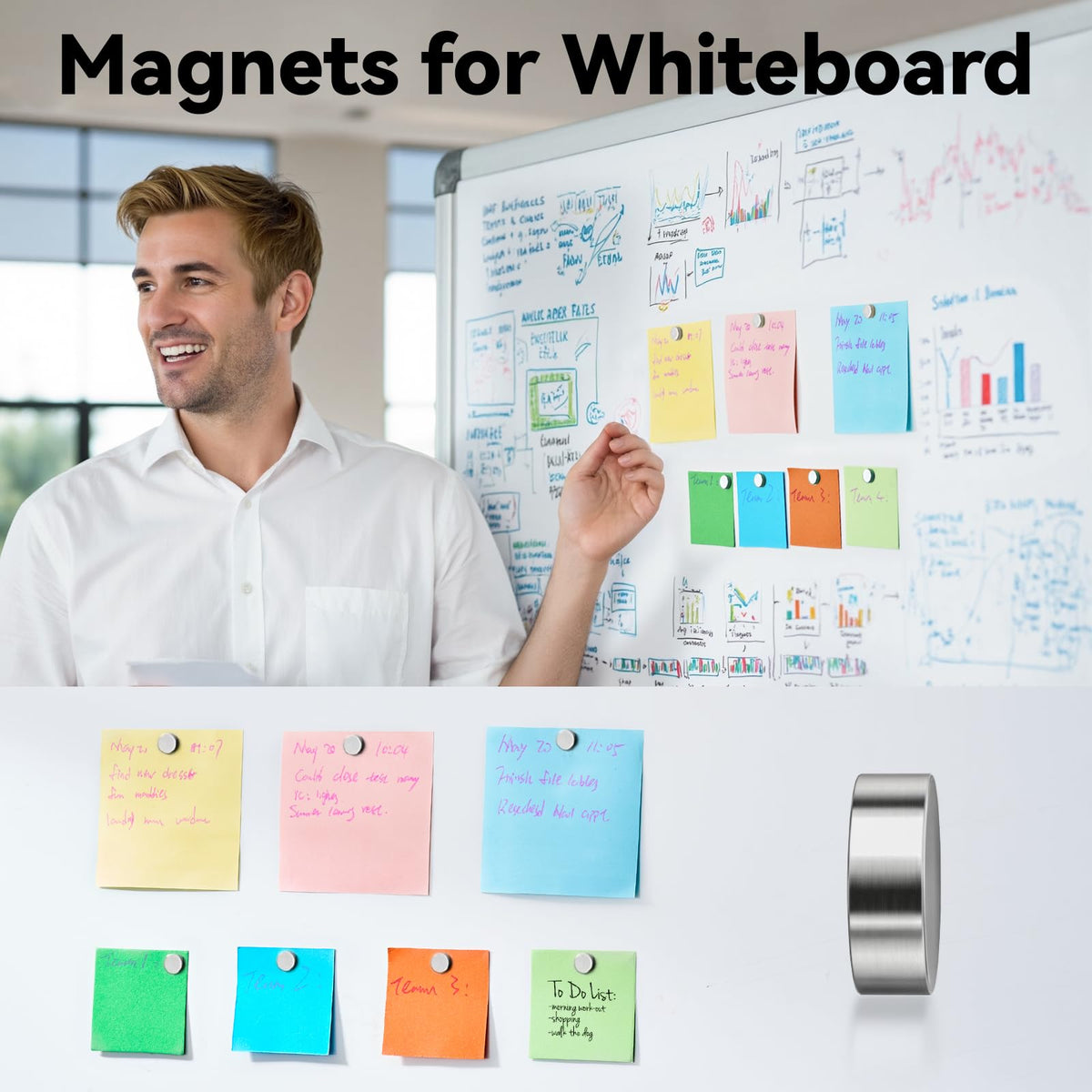 Magnets on whiteboard from SMARTAKE for versatile surface adhesion.