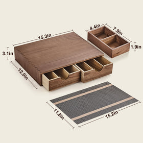 SMARTAKE natural wood K-Cup storage box with dove-tailed corners.