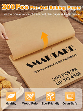 SMARTAKE no-curly packaging keeps sheets flat and easy to store.