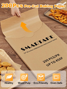 Smartake no-curly parchment packaging keeps sheets flat and easy to store.