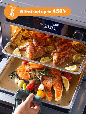 SMARTAKE non-stick parchment sheet prevents sticking, preserving food texture