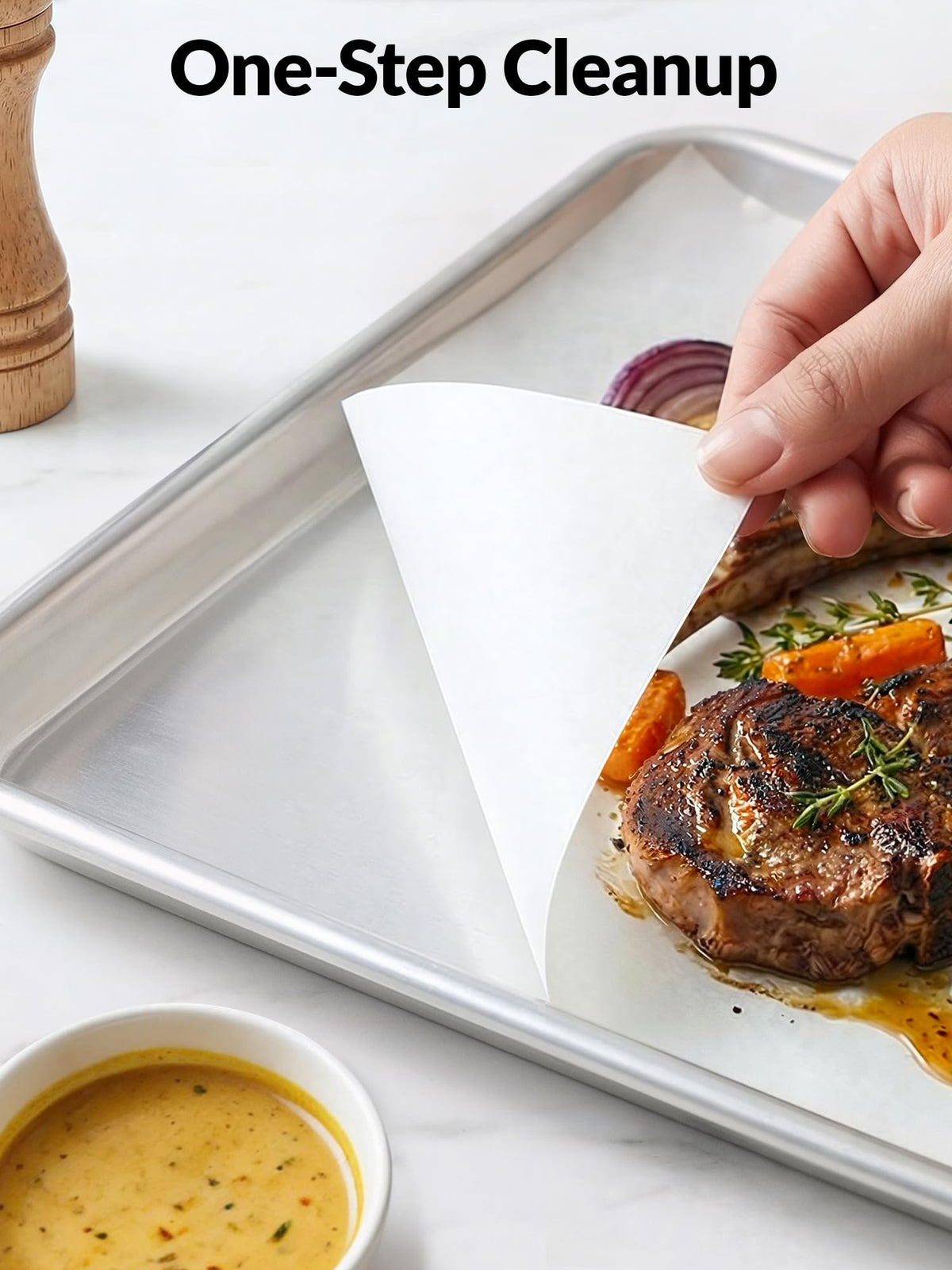 SMARTAKE non-stick parchment with silicone coating eases cleanup and preserves shapes