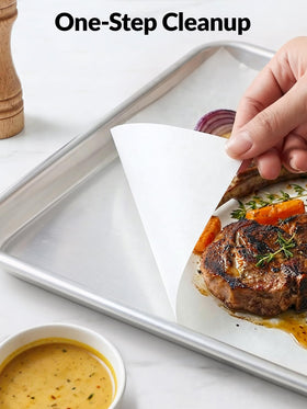SMARTAKE non-stick parchment with silicone coating eases cleanup and preserves shapes