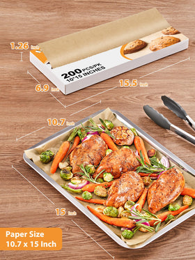 SMARTAKE parchment sheet sized 10.7x15 inches for versatile baking layouts
