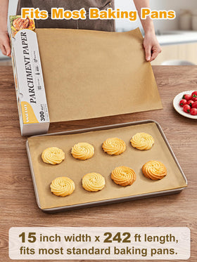 SMARTAKE parchment lays flat on the tray, preventing curl for even baking.
