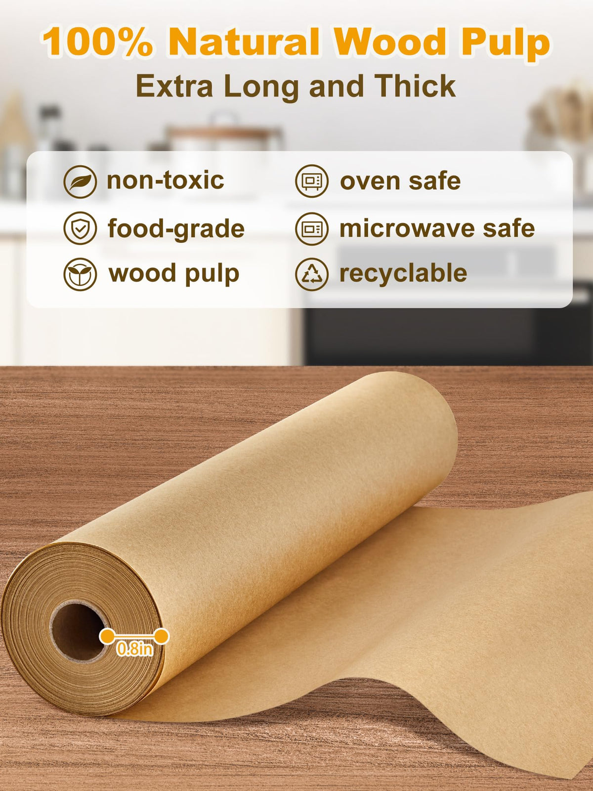 SMARTAKE unbleached wood pulp parchment for pure ingredients and flavor preservation