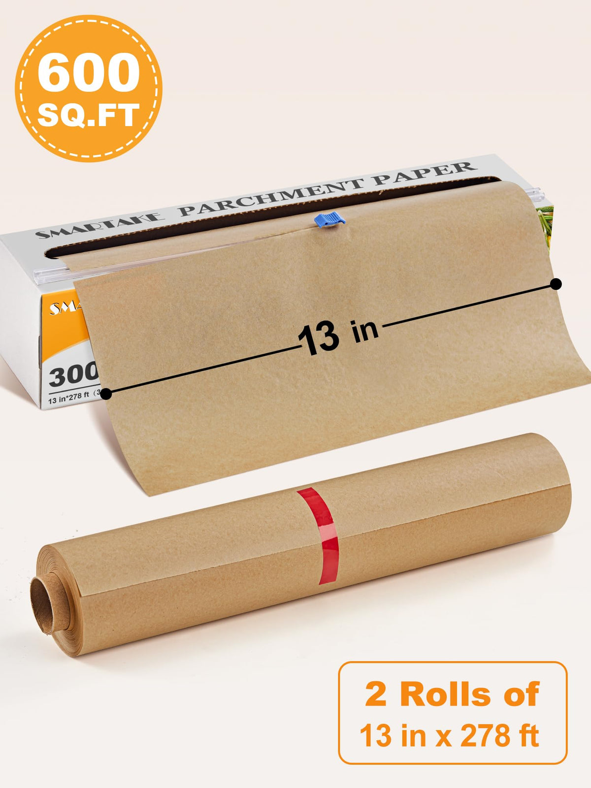 SMARTAKE parchment roll non-stick surface prevents sticking and reduces cleanup
