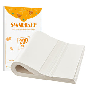 SMARTAKE parchment sheets stacked flat for easy prep and reduced curling