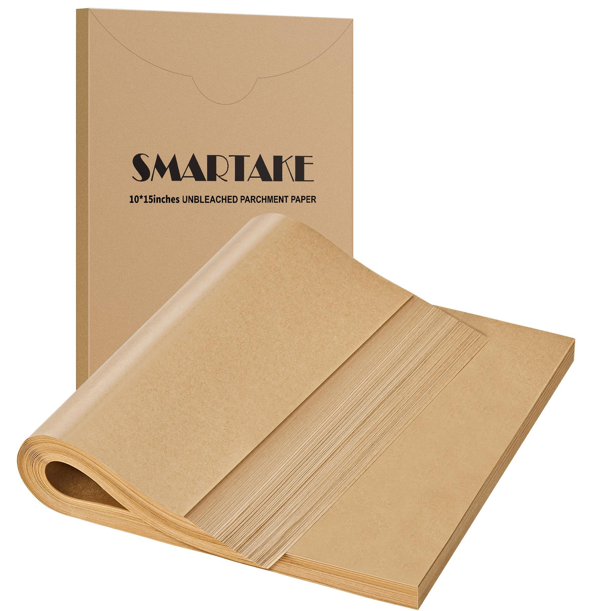 SMARTAKE pre-cut parchment sheets ready for easy, non-stick baking on 10x15 inch pans