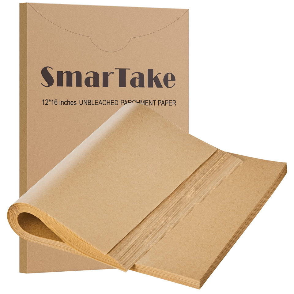 Smartake pre-cut parchment sheets for easy, flat baking prep and curling prevention.