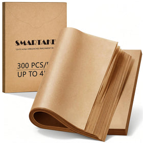 SMARTAKE precut parchment sheets lie flat on a tray for easy baking