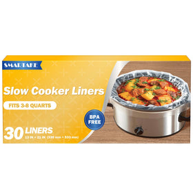 SMARTAKE slow cooker liner 13x21 oval in use, keeps pot clean and reduces mess.