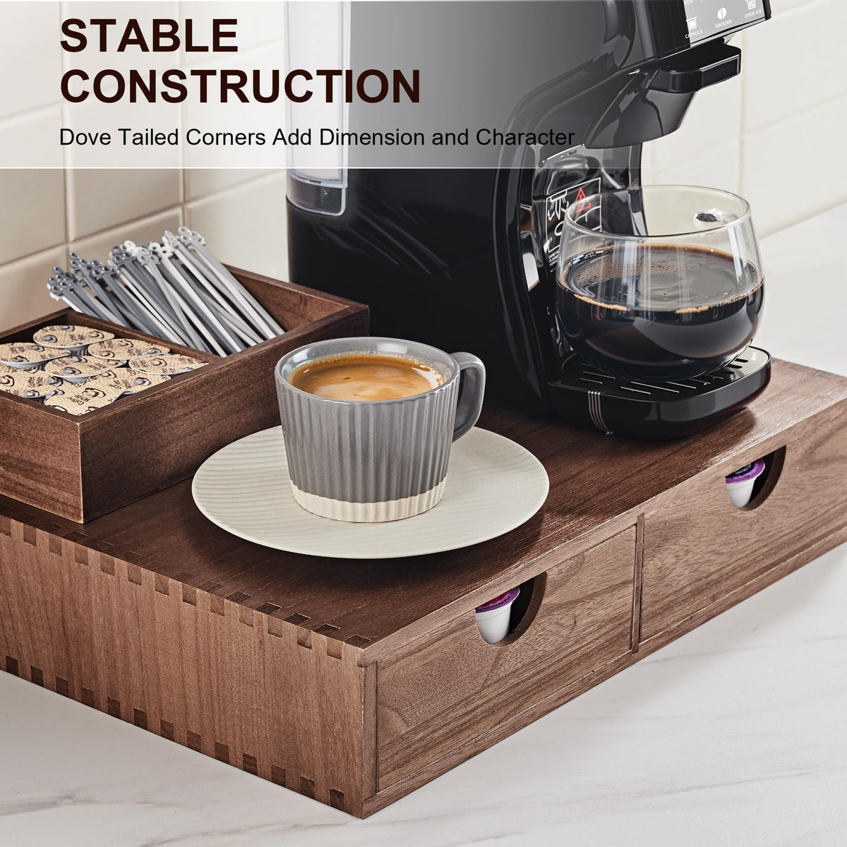 SMARTAKE small wood box for accessories like spoons or sugar packets.