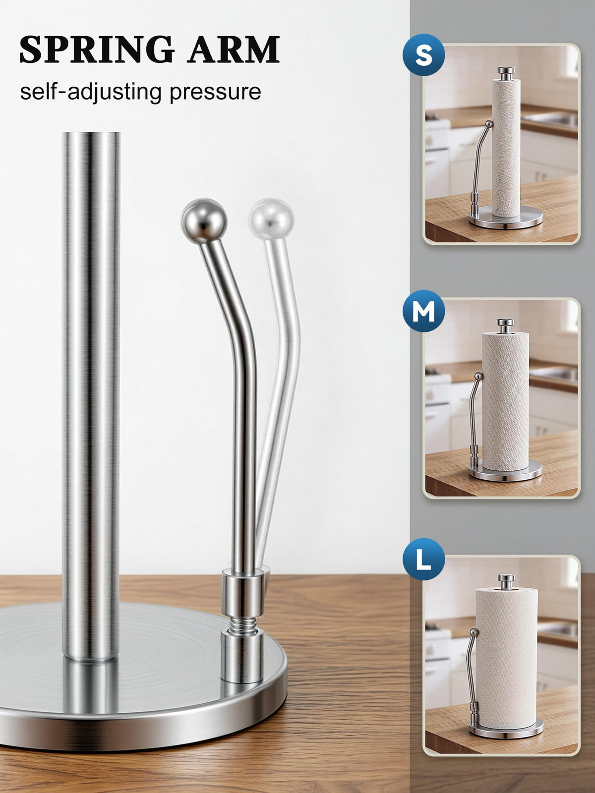 SMARTAKE spring arm demonstrates easy one-handed tearing for quick towel access