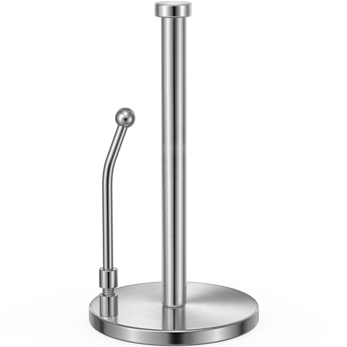 SMARTAKE stainless steel paper towel holder with weighted base on a kitchen counter