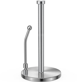 SMARTAKE stainless steel paper towel holder with weighted base on a kitchen counter