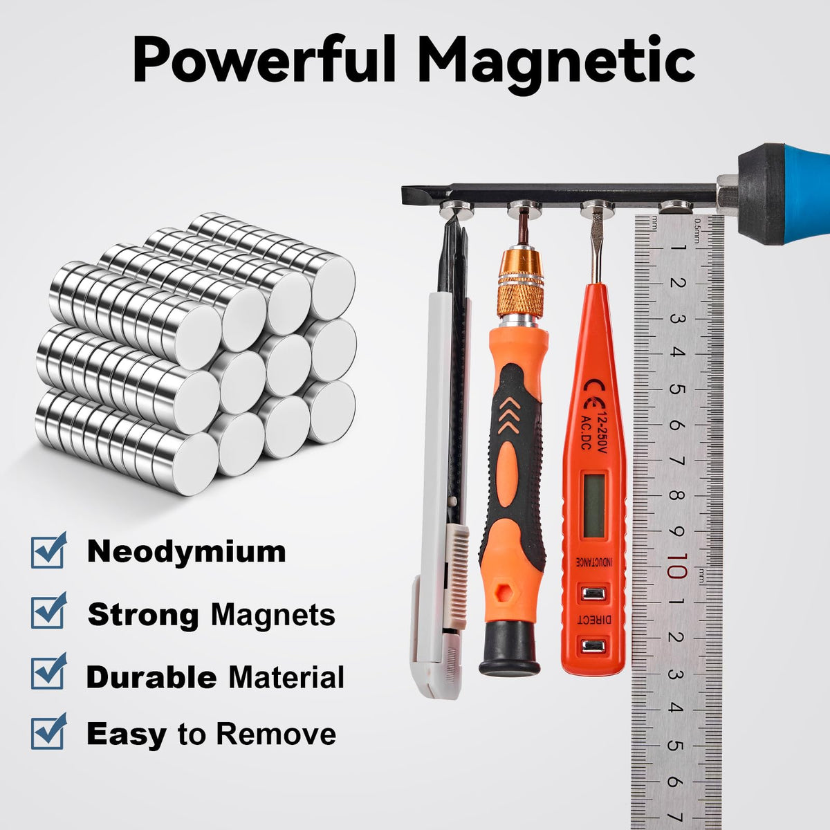 Compact storage case keeps magnets organized and ready to transport.