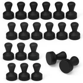 Smart&Cool black 20-pack fridge magnets on a stainless fridge holding notes securely.