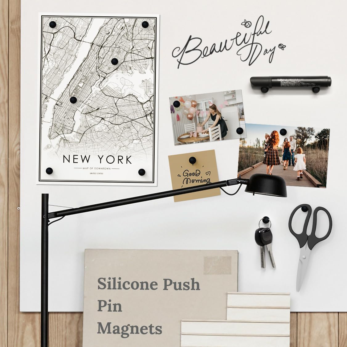 Smart&Cool magnets on a whiteboard ready for quick reminders.