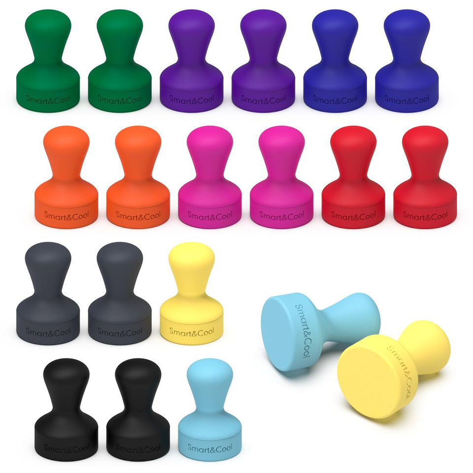 Smart&Cool silicone anti-scratch push-pin magnets on a fridge surface for safe hold
