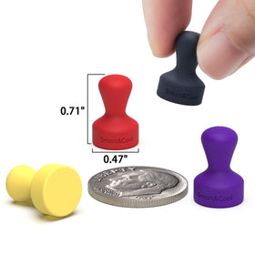 Smart&Cool silicone push-pin magnets securing notes on a dry-erase board