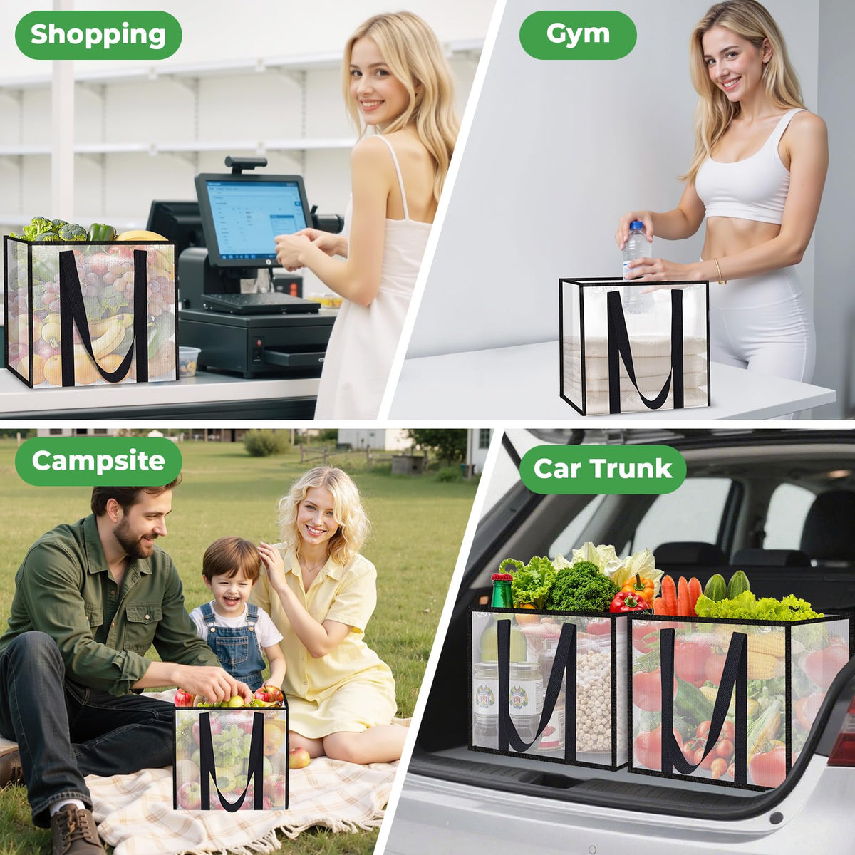 SmartTrends 4 Pack bags organize car trunk and shopping trips