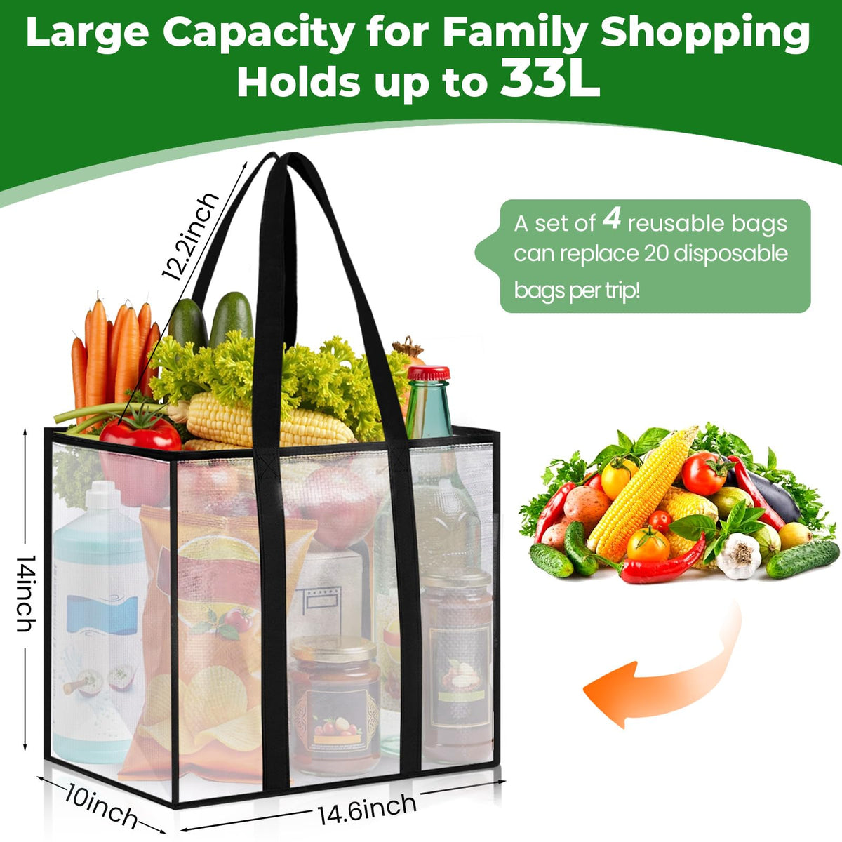 SmartTrends 4 Pack bags feature see-through design for quick content identification