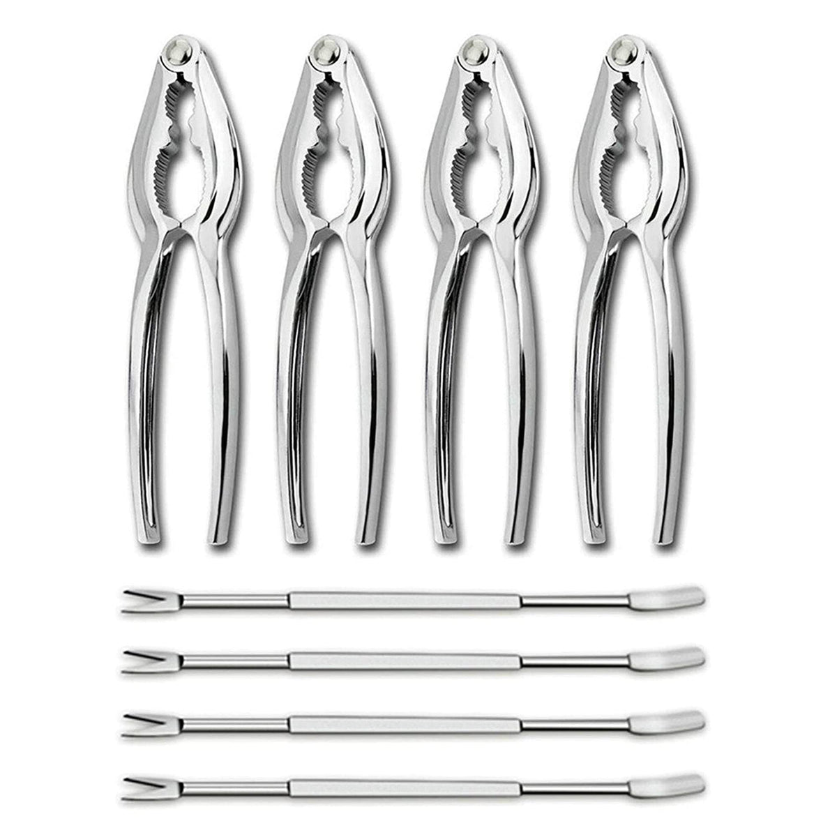 Complete seafood tool kit ready for shellfish prep and service.