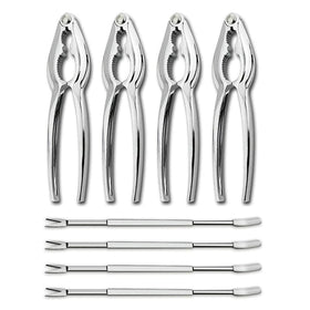 Complete seafood tool kit ready for shellfish prep and service.