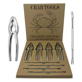 Smedley & York crab leg crackers on a storage board for easy prep.