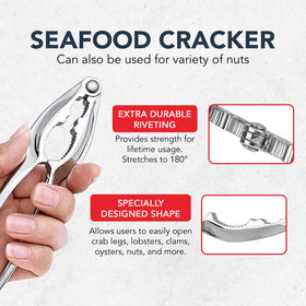 Close‑up of die‑cast alloy seafood crackers for strong leverage.