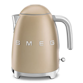 Smeg KLF03 kettle front view with retro matte Campagne finish.