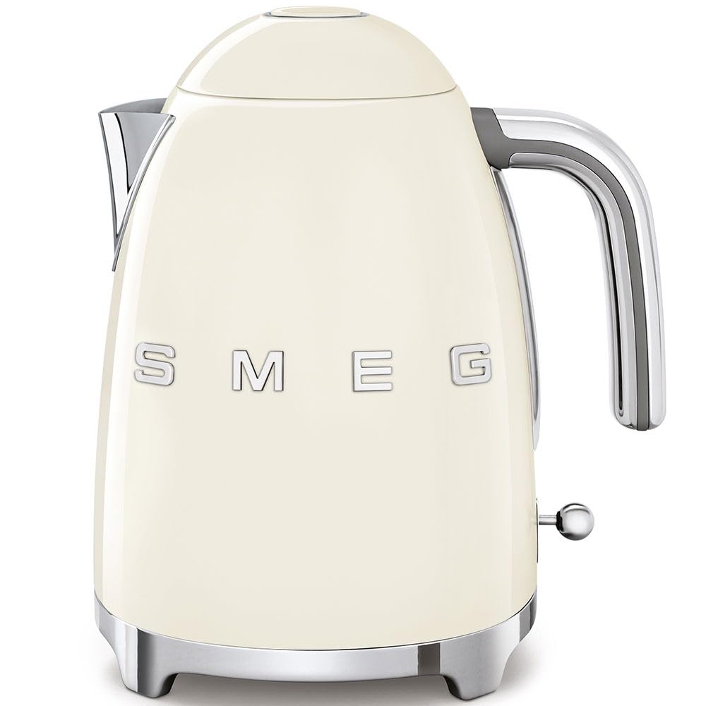Smeg KLF03CRUS cream kettle front view showcasing luxury design