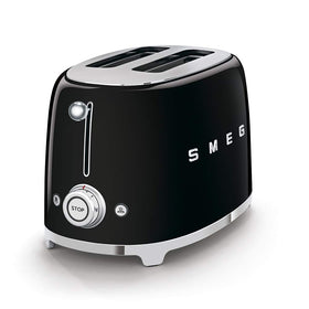 Smeg TSF01 toaster front view highlights compact retro design.