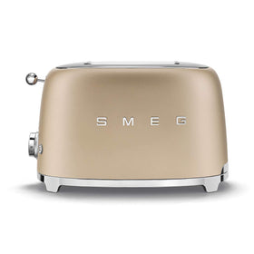 The Smeg TSF01CHMUS toaster front view highlights retro styling for modern kitchens.