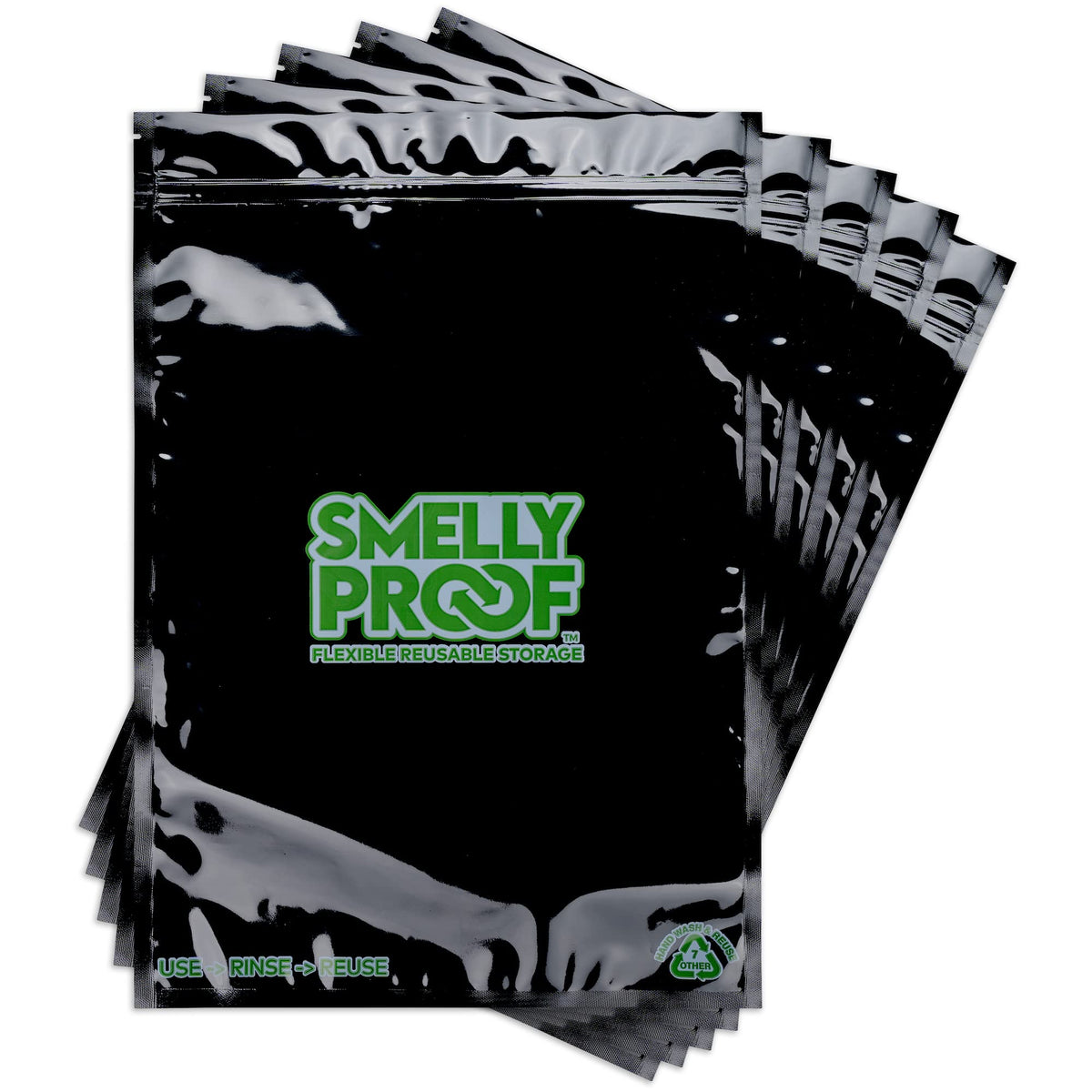 Smelly Proof 2-gallon bag with triple zip close for secure odor containment.