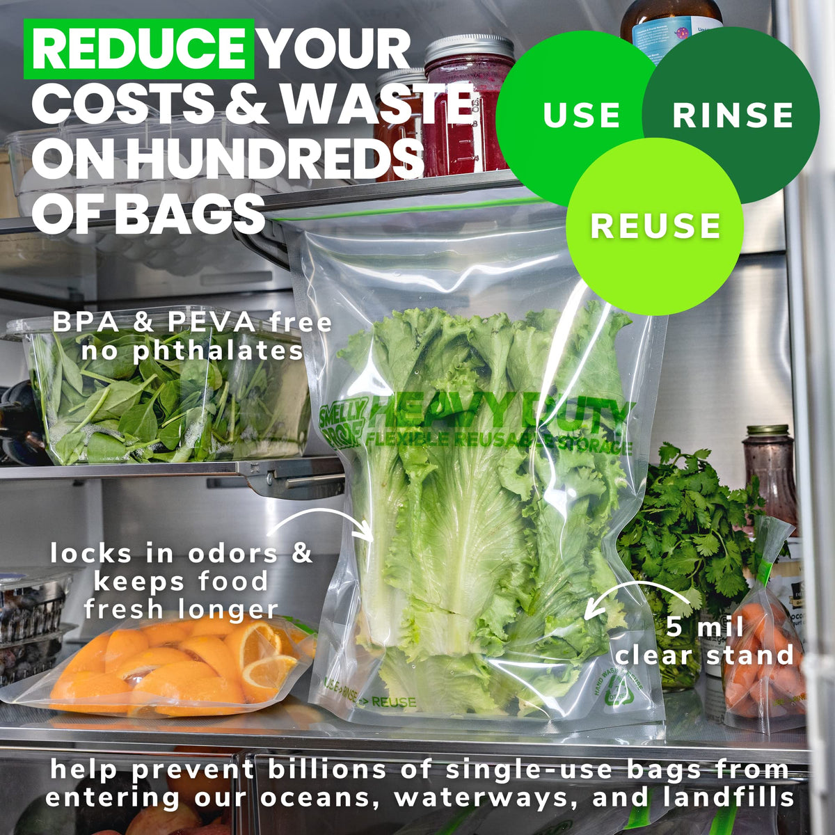Smelly Proof Heavy Duty Bags dishwasher-safe for quick cleanup.
