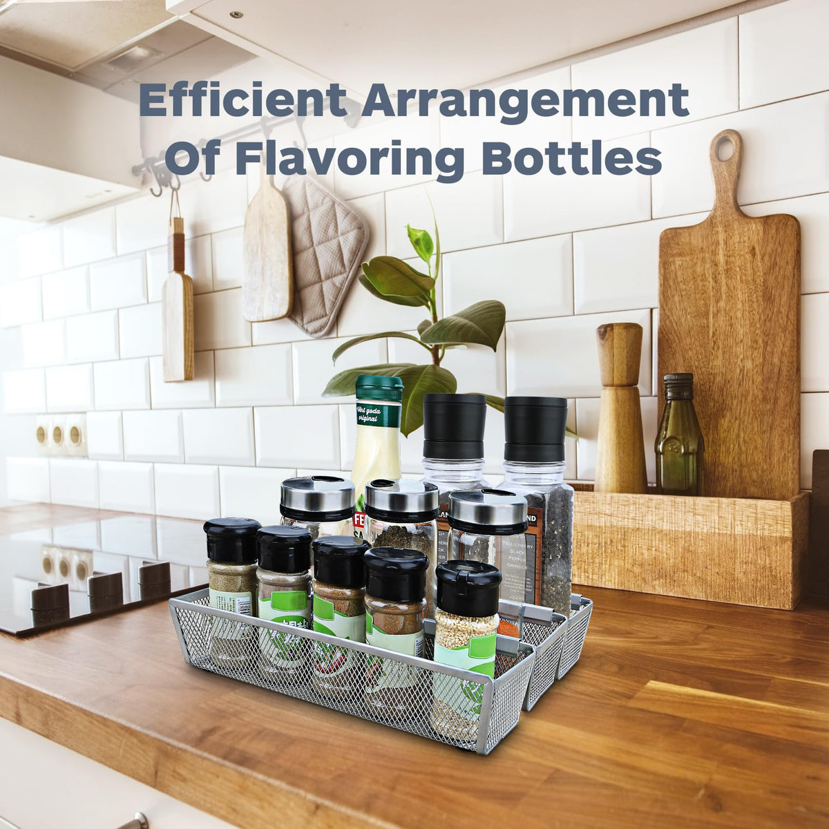 Smgmg modern grey finish blends with kitchen decor.