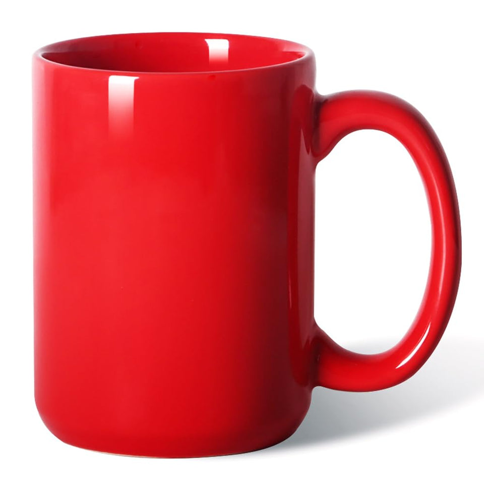 Smilatte 16oz porcelain mug in red, front view for everyday coffee enjoyment.