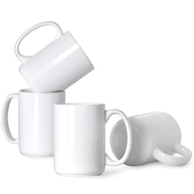 Smilatte 16oz porcelain mug in white for everyday tea, latte, or cappuccino.