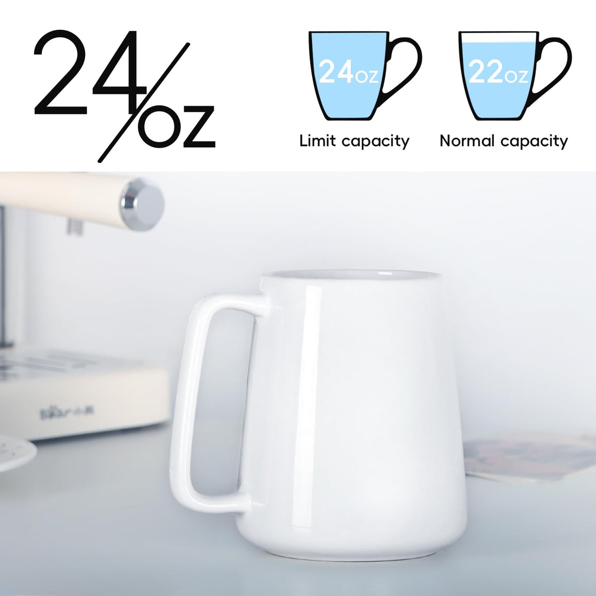 Smilatte big-handle mug provides comfortable grip for daily beverages.