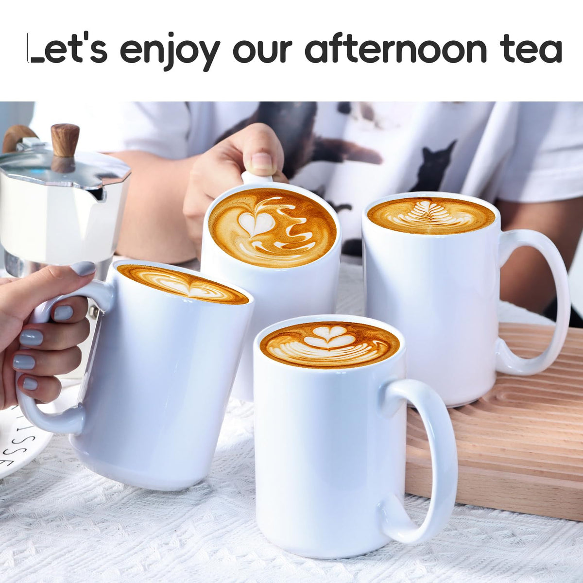 Smilatte large-handle ceramic mug offers easy, secure grip for hot beverages.
