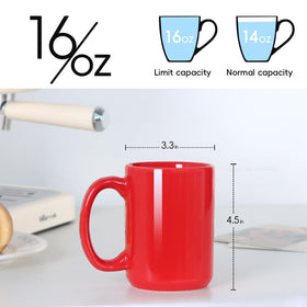 Smilatte porcelain mug with large red handle, side view, comfortable grip for latte lovers.